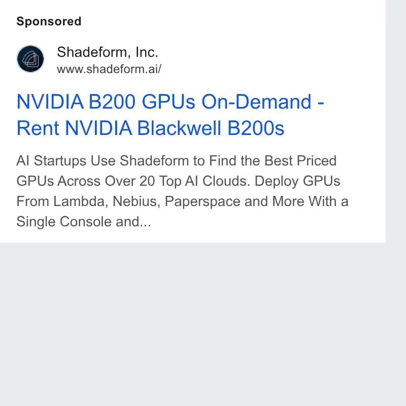An ad Shadeform is running