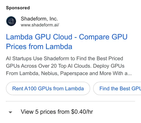 An ad Shadeform is running