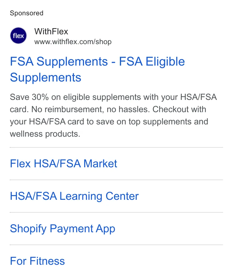 An ad Flex is running