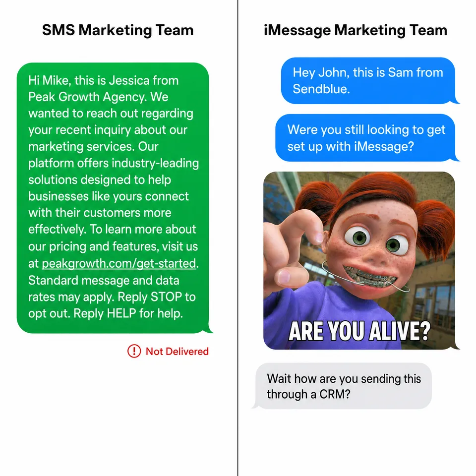 An ad Sendblue is running