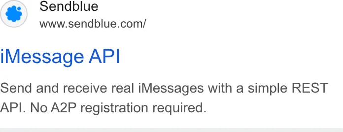 An ad Sendblue is running