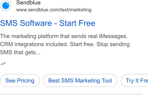 An ad Sendblue is running