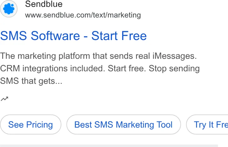 An ad Sendblue is running
