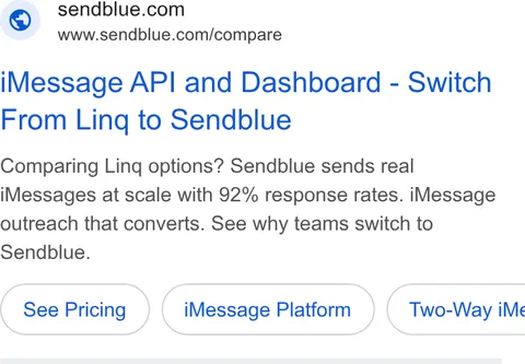 An ad Sendblue is running