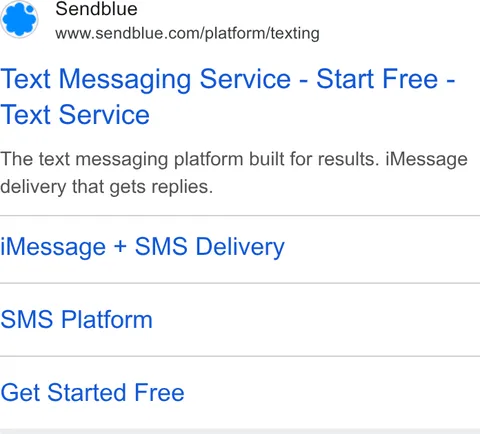 An ad Sendblue is running