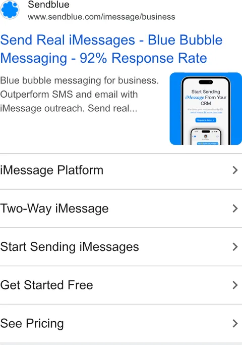 An ad Sendblue is running