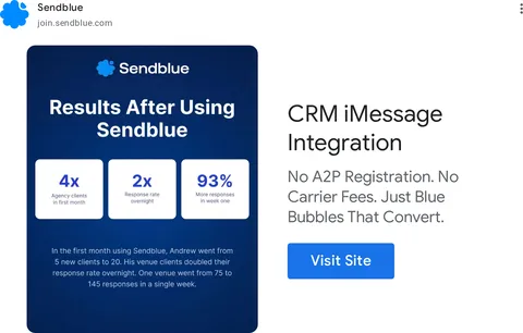 An ad Sendblue is running