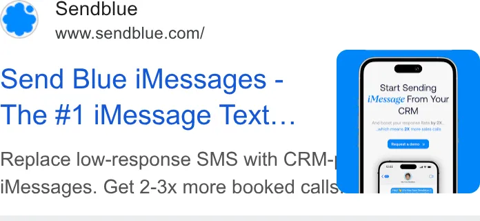 An ad Sendblue is running