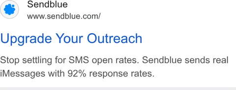 An ad Sendblue is running