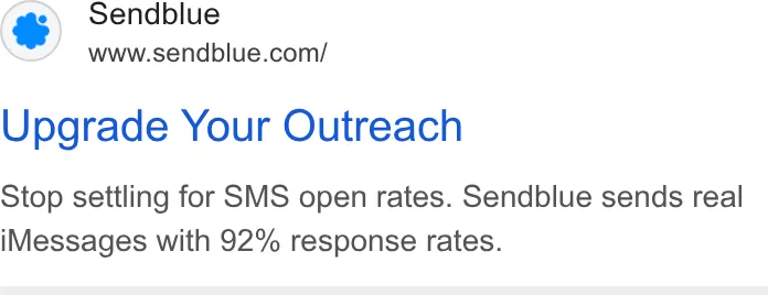 An ad Sendblue is running