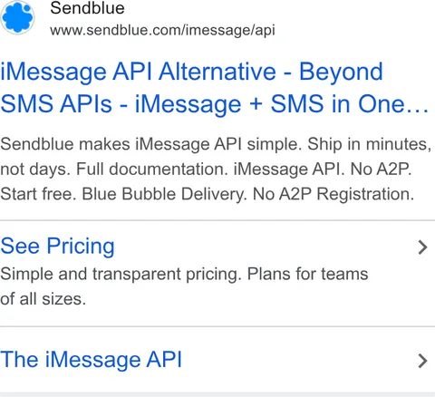 An ad Sendblue is running