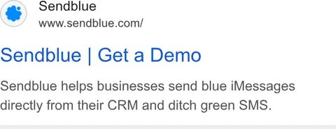 An ad Sendblue is running