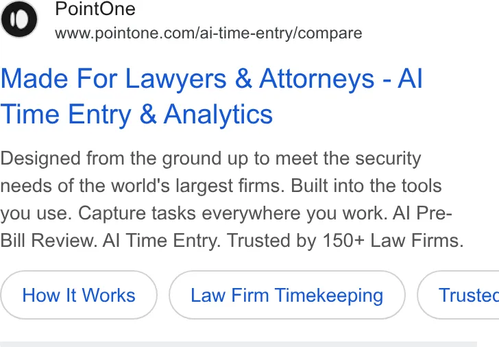 An ad PointOne is running