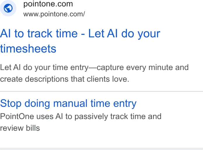 An ad PointOne is running