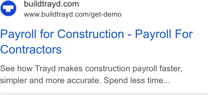 An ad Buildtrayd is running