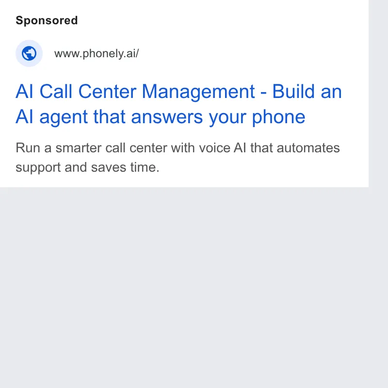 An ad Phonely AI is running
