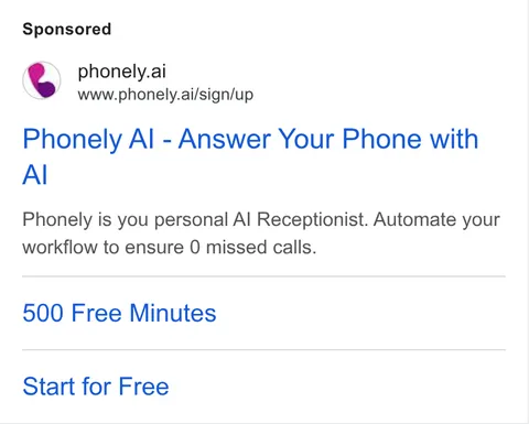 An ad Phonely AI is running