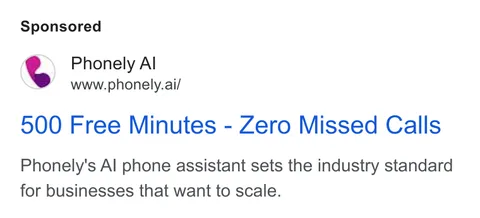 An ad Phonely AI is running