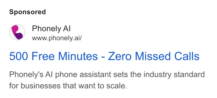 An ad Phonely AI is running