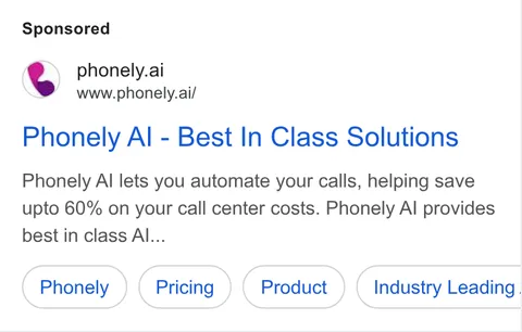 An ad Phonely AI is running