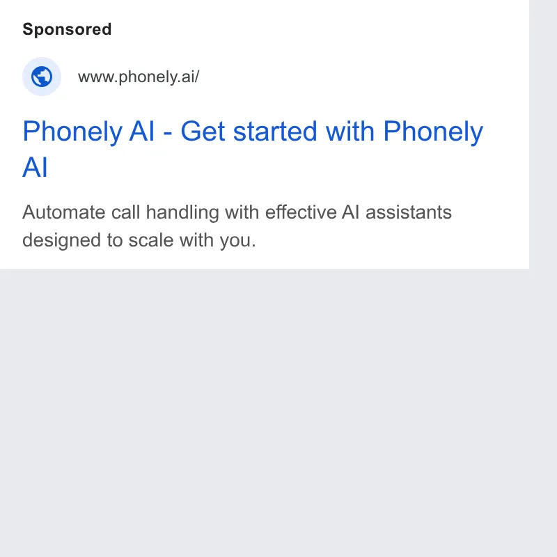 An ad Phonely AI is running