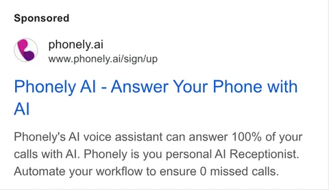 An ad Phonely AI is running