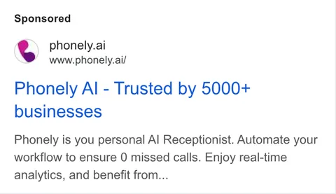 An ad Phonely AI is running
