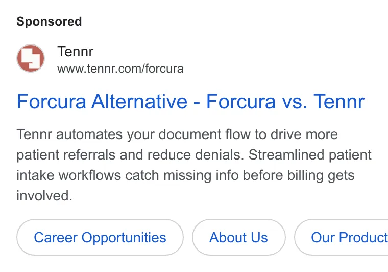 An ad Tennr is running