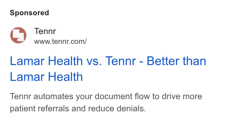An ad Tennr is running