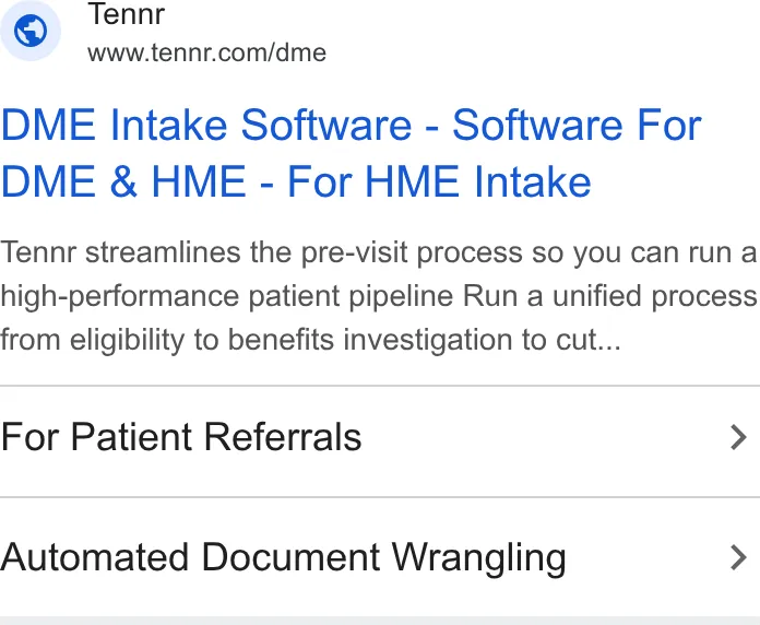 An ad Tennr is running