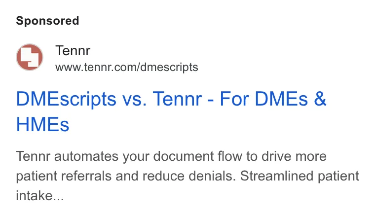 An ad Tennr is running