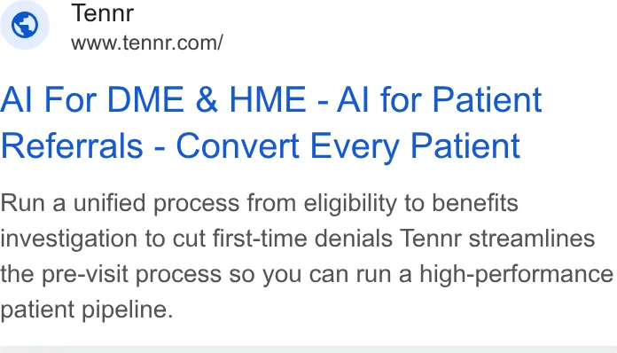 An ad Tennr is running