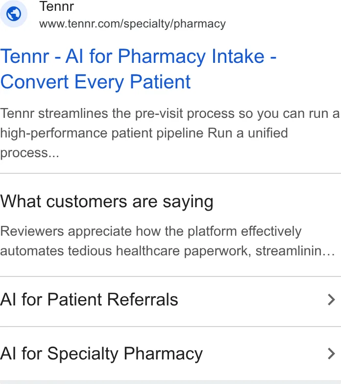 An ad Tennr is running