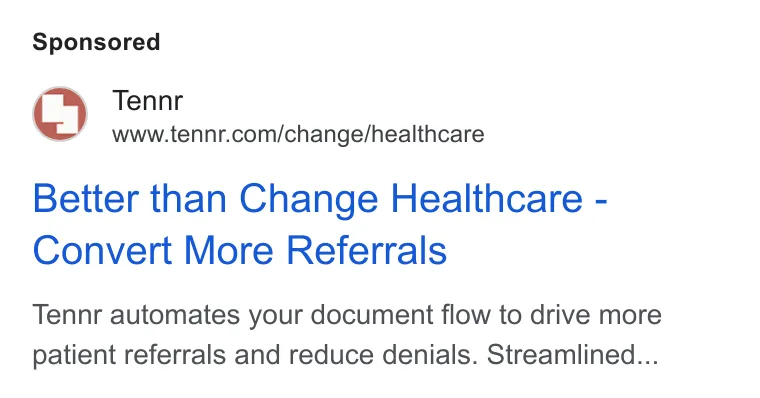 An ad Tennr is running