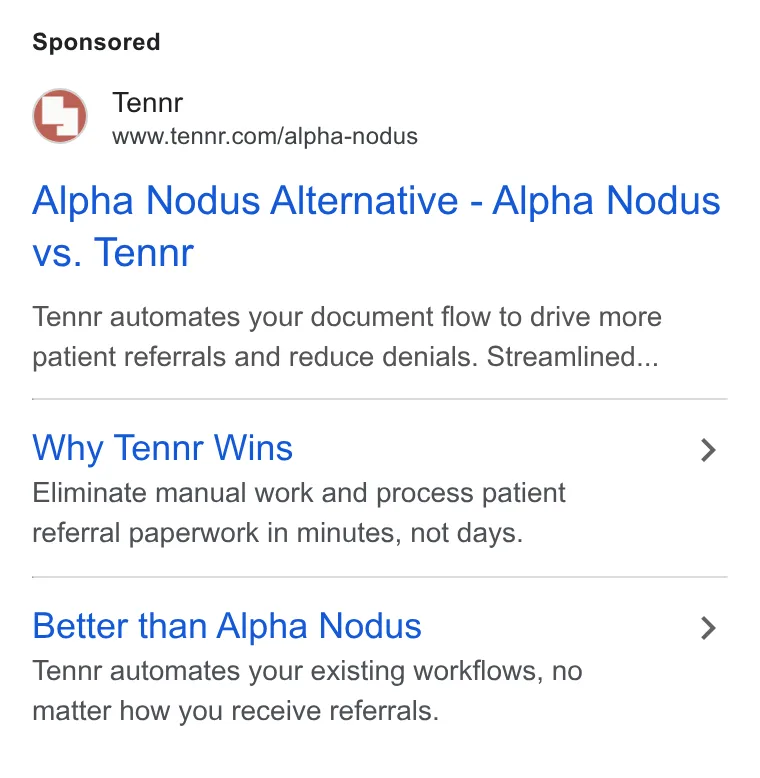 An ad Tennr is running