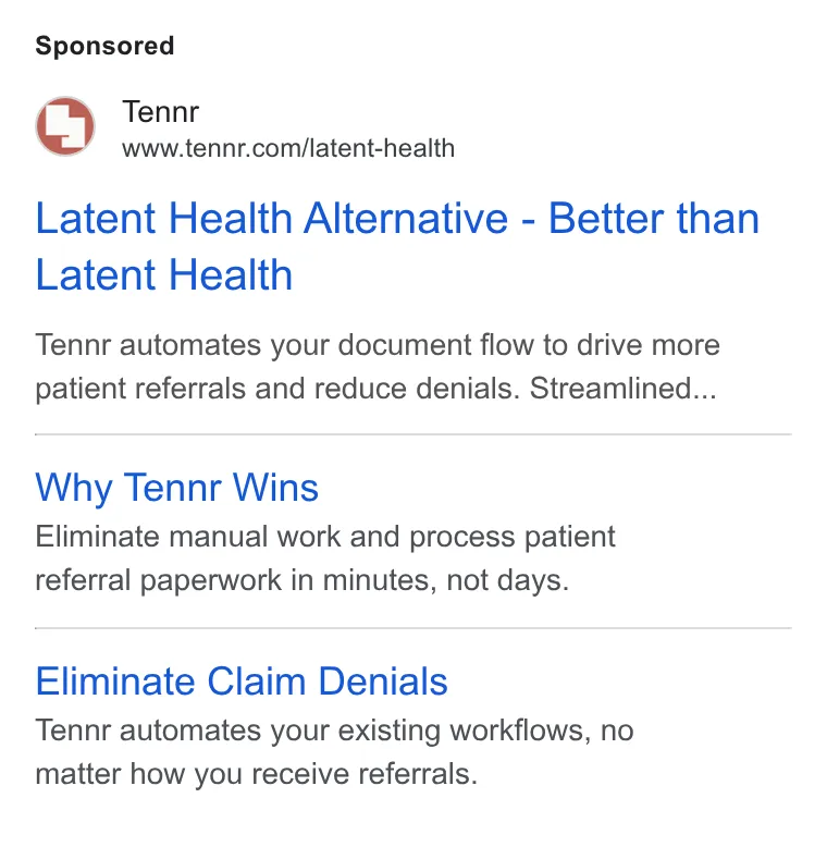 An ad Tennr is running