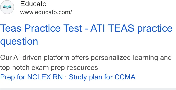 An ad Educato is running