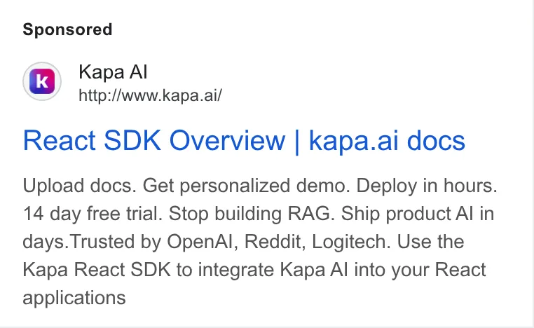 An ad Kapa is running