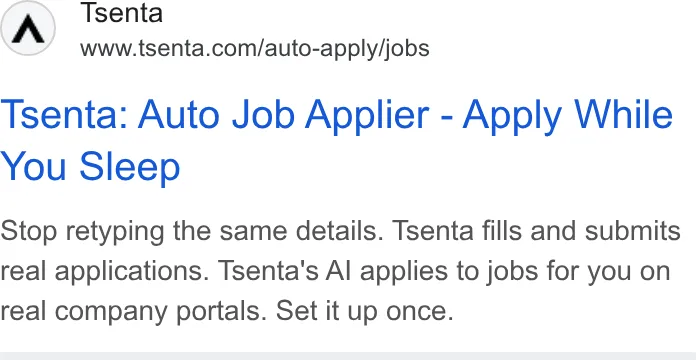 An ad Tsenta is running