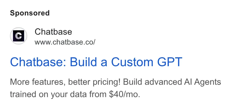 An ad Chatbase is running