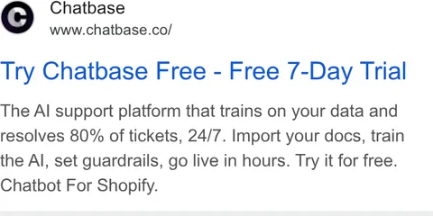 An ad Chatbase is running