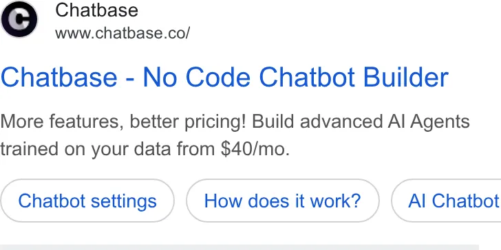 An ad Chatbase is running