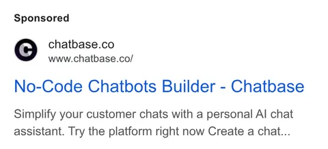 An ad Chatbase is running