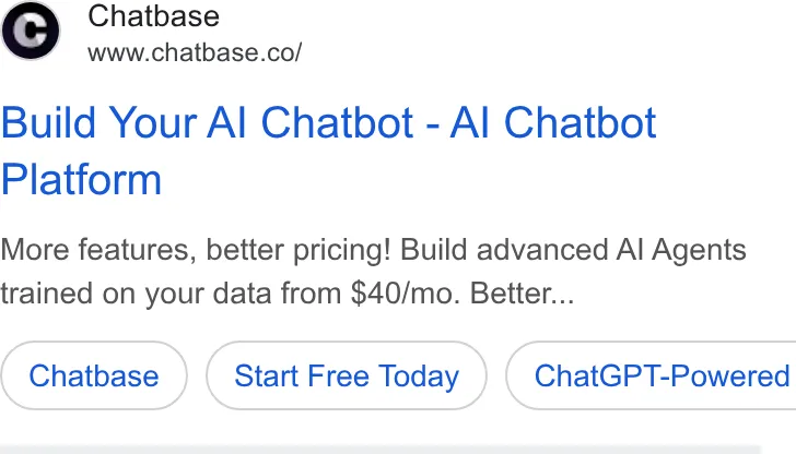 An ad Chatbase is running