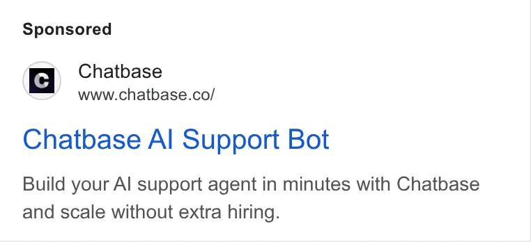 An ad Chatbase is running