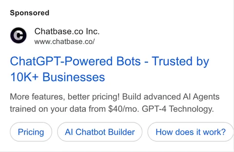 An ad Chatbase is running