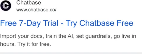 An ad Chatbase is running