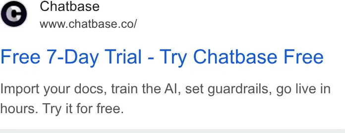 An ad Chatbase is running