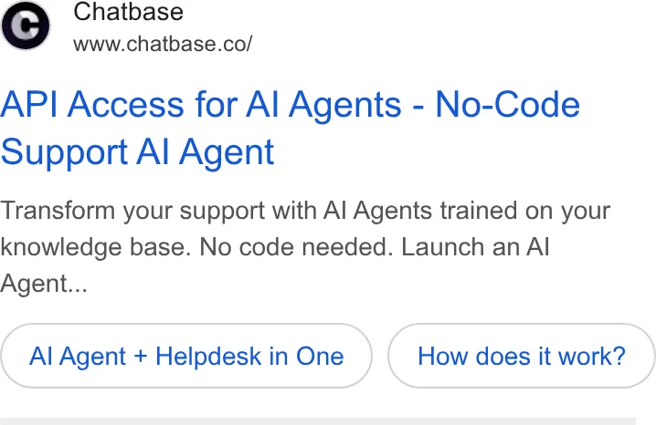 An ad Chatbase is running