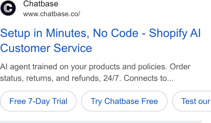 An ad Chatbase is running